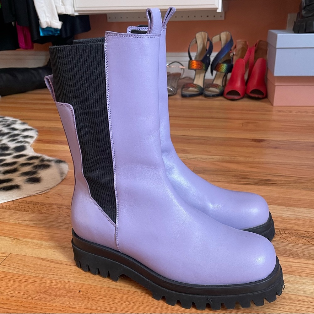 COS lavender pull-tab leather boots